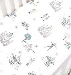 Janie and Jack Sheets|Nursery-Adventures in Wonderland Crib Sheet - aqua