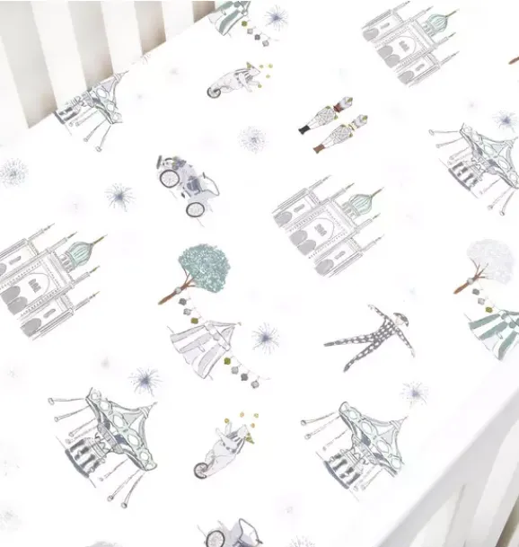 Janie and Jack Sheets|Nursery-Adventures in Wonderland Crib Sheet - aqua