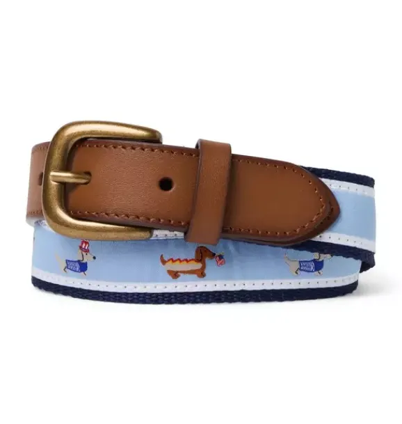 Janie and Jack Belts & Suspenders-Americana Dog Belt light blue hot dog