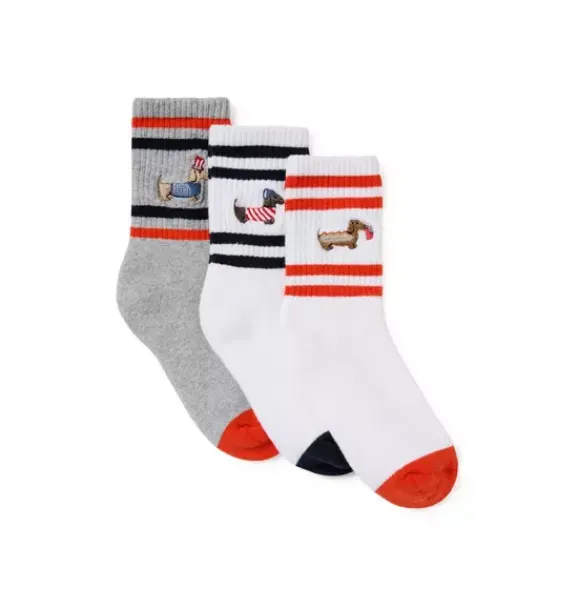 Janie and Jack Socks-Americana Dog Sock 3-Pack white