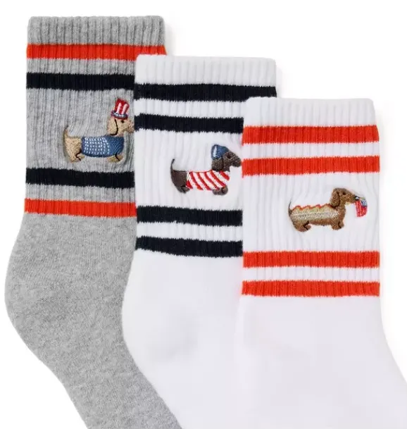 Janie and Jack Socks-Americana Dog Sock 3-Pack white