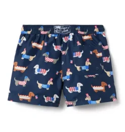Janie and Jack Swim Outfits|Matching Sets-Americana Dog Swim Trunk merchant marine dog