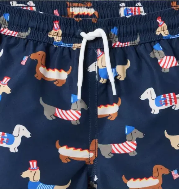 Janie and Jack Swim Outfits|Matching Sets-Americana Dog Swim Trunk merchant marine dog