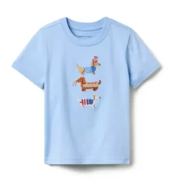 Janie and Jack Tees-Americana Dog Tee brunnera blue