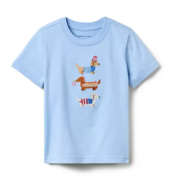 Janie and Jack Tees-Americana Dog Tee brunnera blue