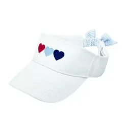 Janie and Jack Kids Accessories-Americana Hearts Bow Visor red/white/blue