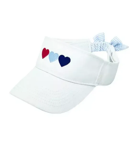 Janie and Jack Kids Accessories-Americana Hearts Bow Visor red/white/blue