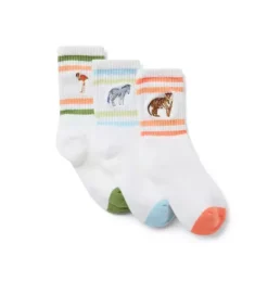 Janie and Jack Socks-Animal Crew Sock 3-Pack white