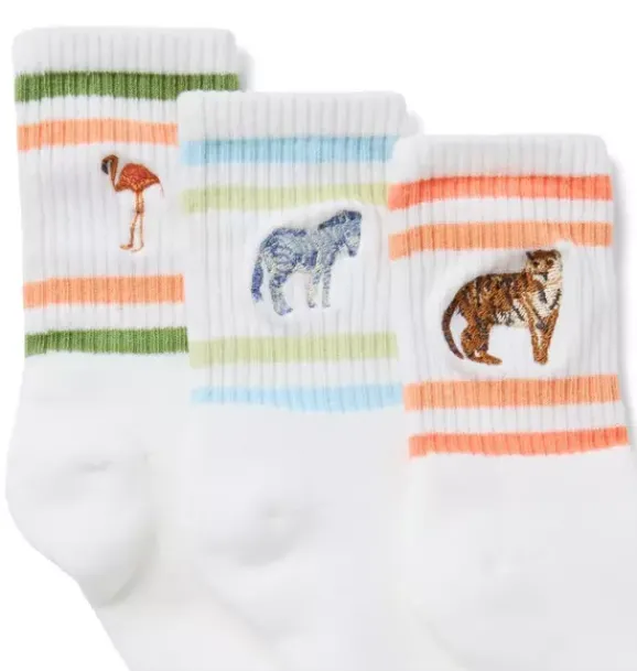 Janie and Jack Socks-Animal Crew Sock 3-Pack white