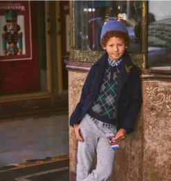 Janie and Jack Sweaters & Sweatshirts-Argyle Polo Sweater dark marine argyle