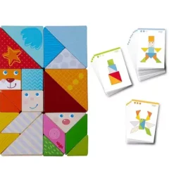 Janie and Jack Development Toys-Arranging Game Funny Faces Tangram Wooden Tiles multi-color