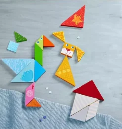 Janie and Jack Development Toys-Arranging Game Funny Faces Tangram Wooden Tiles multi-color
