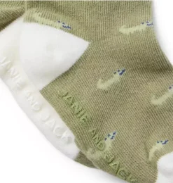 Janie and Jack Online Exclusives|Shoes & Accessories-Baby Alligator And Stripe Sock 2-Pack jet ivory stripe and olive alligator
