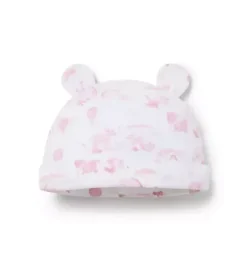 Janie and Jack Shoes & Accessories-Baby Animal Friends Toile Bear Ear Beanie light pink animal friends toile