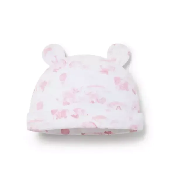 Janie and Jack Shoes & Accessories-Baby Animal Friends Toile Bear Ear Beanie light pink animal friends toile