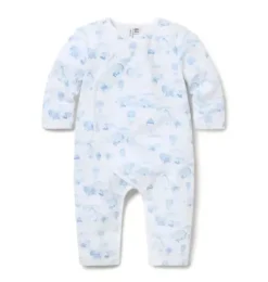 Janie and Jack One-pieces & Rompers-Baby Animal Friends Toile Wrap One-Piece light blue animal friends toile