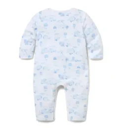 Janie and Jack One-pieces & Rompers-Baby Animal Friends Toile Wrap One-Piece light blue animal friends toile