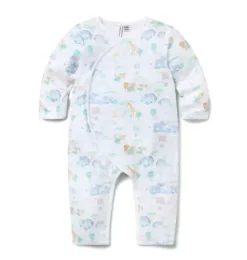 Janie and Jack One-pieces & Rompers|One-pieces & Rompers-Baby Animal Friends Toile Wrap One-Piece jet ivory animal friends toile