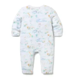 Janie and Jack One-pieces & Rompers|One-pieces & Rompers-Baby Animal Friends Toile Wrap One-Piece jet ivory animal friends toile