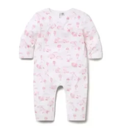 Janie and Jack One-pieces & Rompers-Baby Animal Friends Toile Wrap One-Piece light pink animal friends toile