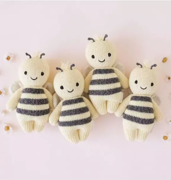 Janie and Jack Stuffed Animals-Baby bee light/pastel yellow