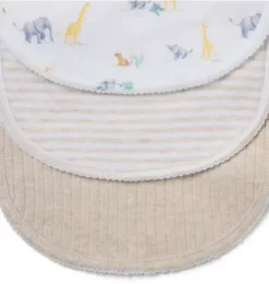 Janie and Jack Online Exclusives|Shoes & Accessories-Baby Bib 3-Pack fluffy bunny heather, jet ivory animal friends toile and jet ivory stripe