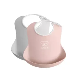 Janie and Jack Feeding Accessories-Baby Bib 2-Pack, Gray / Pink