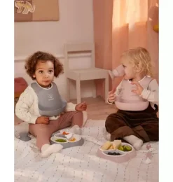 Janie and Jack Feeding Accessories-Baby Bib 2-Pack, Gray / Pink