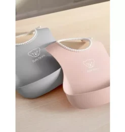 Janie and Jack Feeding Accessories-Baby Bib 2-Pack, Gray / Pink