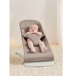 Janie and Jack Baby Activity-Baby Bouncer Bliss, Petal Quilt Woven, Sand Gray sand grey