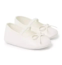 Janie and Jack Shoes & Accessories-Baby Bow Flat jet ivory