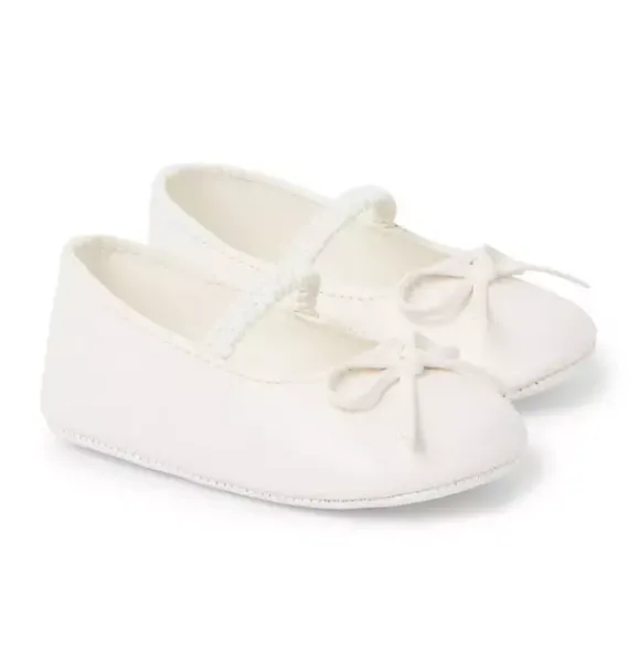 Janie and Jack Shoes & Accessories-Baby Bow Flat jet ivory