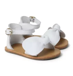 Janie and Jack Accessories|Baby-Baby Bow Sandal white