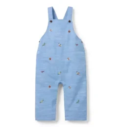 Janie and Jack Pants & Overalls-Baby Bug Friends Overall button blue bug friends