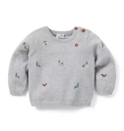Janie and Jack Sweaters & Jackets-Baby Bug Sweater classic grey heather