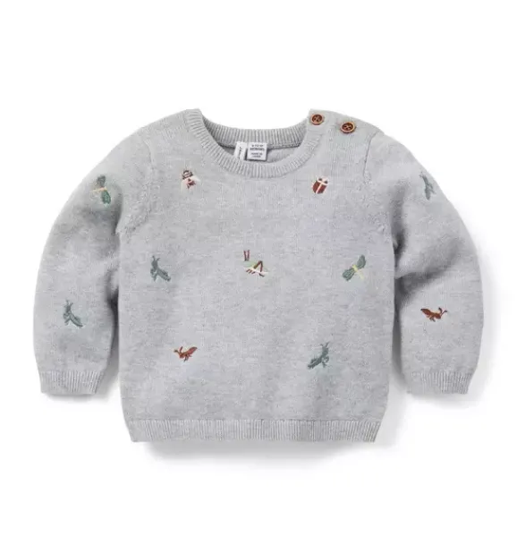 Janie and Jack Sweaters & Jackets-Baby Bug Sweater classic grey heather