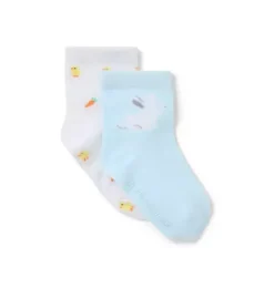 Janie and Jack Shoes & Accessories-Baby Bunny And Chick Sock 2-Pack white chicken and light blue bunny