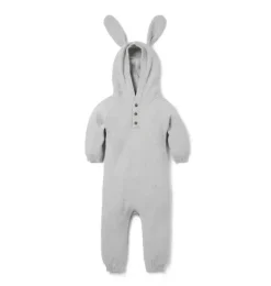 Janie and Jack One-pieces & Rompers|One-pieces & Rompers-Baby Bunny Ear Hooded One-Piece earl grey heather