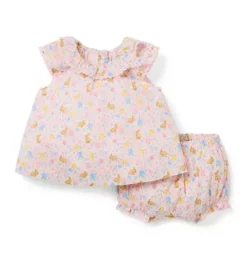 Janie and Jack Sets-Baby Bunny Floral Matching Set pale pink bunny floral