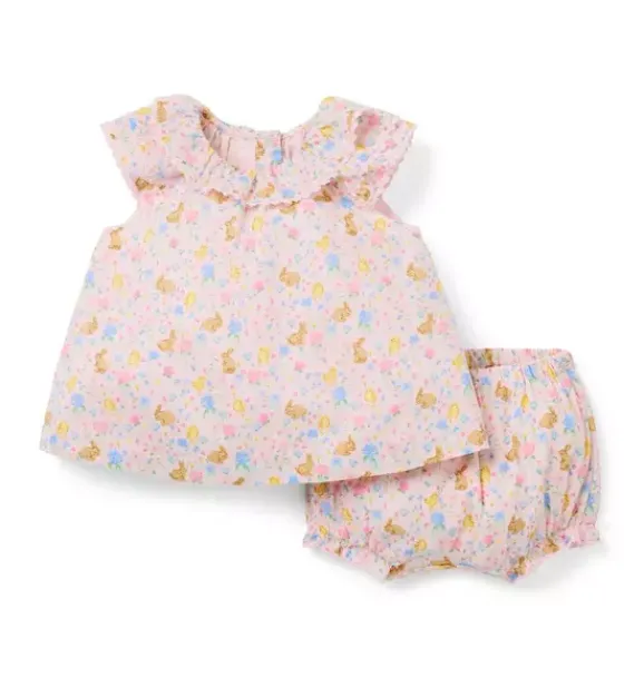 Janie and Jack Sets-Baby Bunny Floral Matching Set pale pink bunny floral