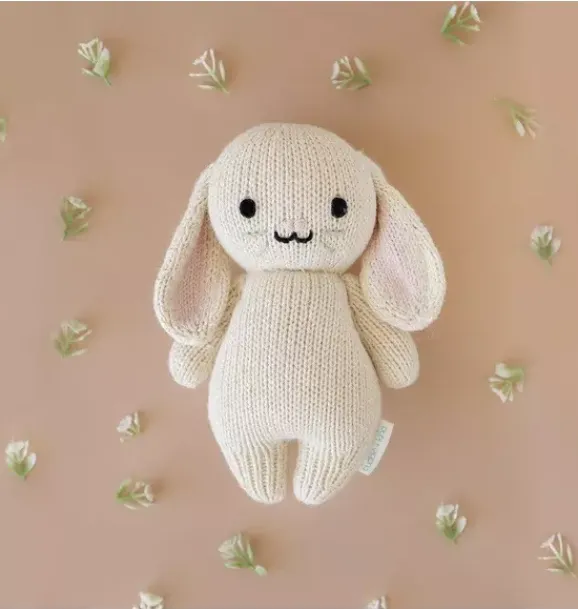 Janie and Jack Stuffed Animals-Baby bunny oatmeal light beige