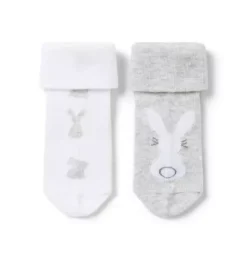 Janie and Jack Shoes & Accessories|Shoes & Accessories-Baby Bunny Sock 2-Pack classic grey heather and white