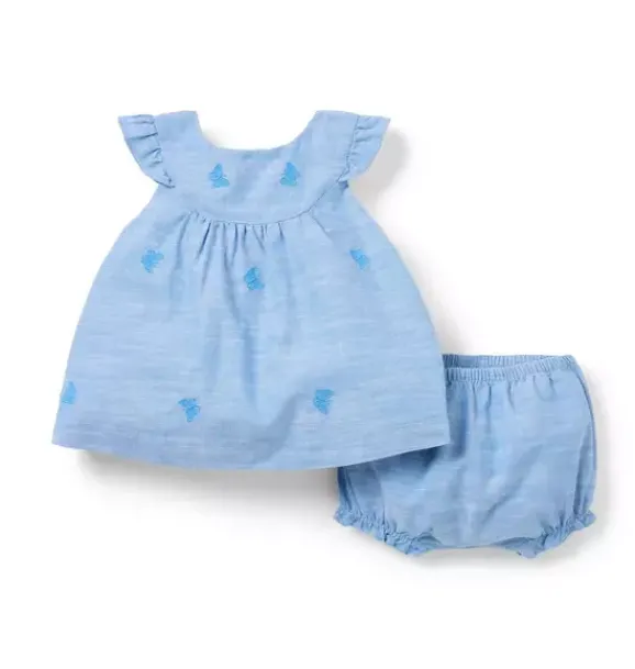 Janie and Jack Sets-Baby Butterfly Matching Set button blue butterfly