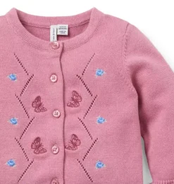 Janie and Jack Sweaters & Jackets-Baby Butterfly Ruffle Cardigan sweet rose