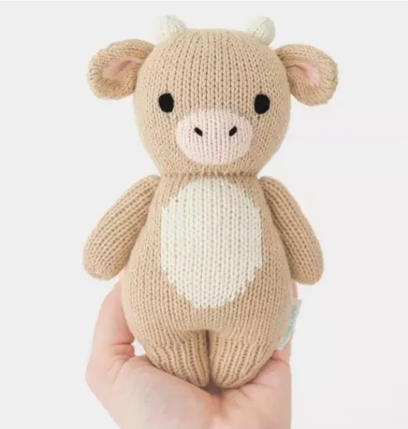 Janie and Jack Stuffed Animals-Baby cow (jersey) light/pastel brown