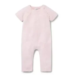 Janie and Jack One-pieces & Rompers-Baby Crochet One-Piece soft pink heather