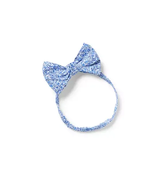 Janie and Jack Shoes & Accessories-Baby Ditsy Floral Bow Soft Headband blue ripple ditsy floral
