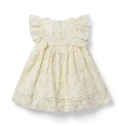 Janie and Jack Online Exclusives|Dresses-Baby Ditsy Floral Ruffle Dress snowdrift ditsy floral