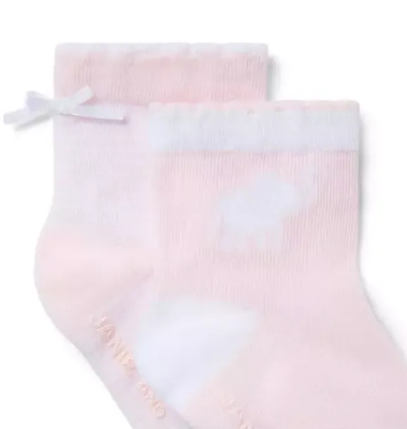 Janie and Jack Shoes & Accessories-Baby Elephant And Stripe Sock Set pink blossom stripe and pink blossom elephant.