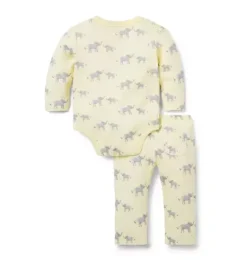Janie and Jack Sets|Sets-Baby Elephant Wrap Matching Set butter yellow elephant